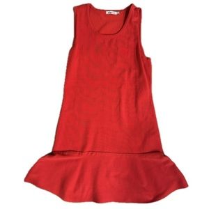 Red sweater-knit sleeveless midi dress